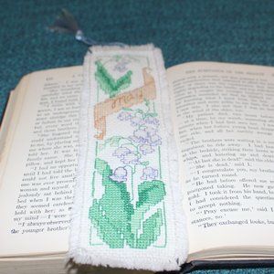 Bookmark MAY-LILY OF THE VALLEY Hand Stitched Flower of the Month Bookmark
